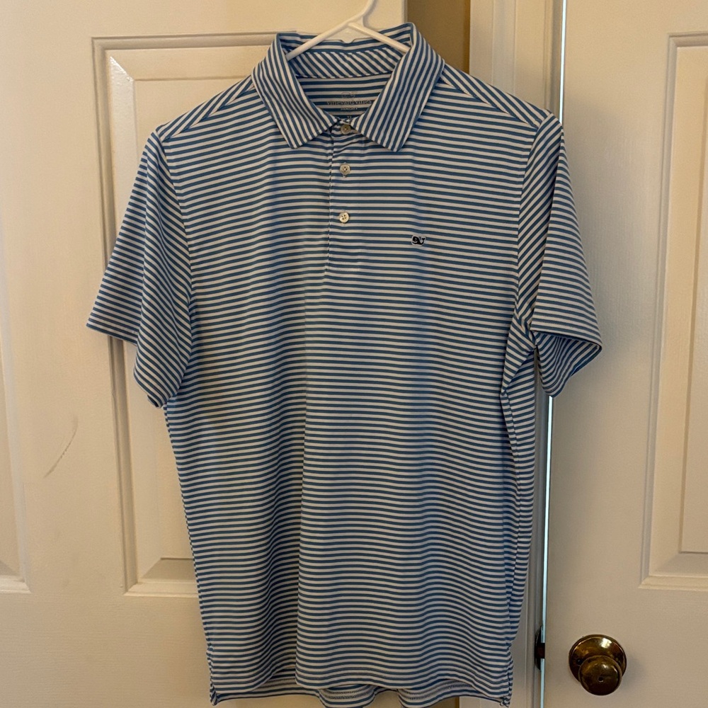 Vineyard Vines Blue and White Striped Polo